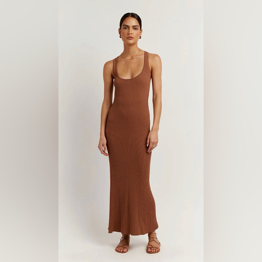 Dissh Victoria Mocha Knit Midi Dress